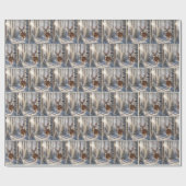 Roter Kardinal auf einem Hirschgefecht Geschenkpapier (Flach)