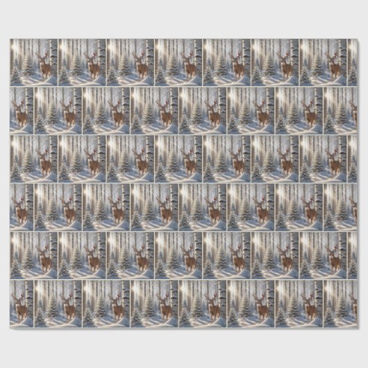 Roter Kardinal auf einem Hirschgefecht Geschenkpapier (Flach)