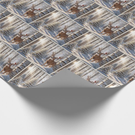 Roter Kardinal auf einem Hirschgefecht Geschenkpapier (Ecke)