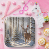 Roter Kardinal auf einem Hirschgefecht Pappteller (Party)