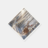 Roter Kardinal auf einem Hirschgefecht Serviette (Ecke)