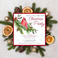 Roter Kardinal auf einem Kiefer frohe kleine Weihn