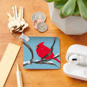 Roter Kardinal auf einem Zweig-Schlüsselanhänger Schlüsselanhänger