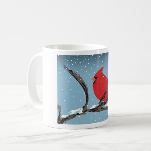 Roter Kardinal auf einer Tasse (Vorderseite Links)