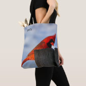 Roter Kardinal auf Holzstumpf Personalisiert Tasche (Von Nahem)