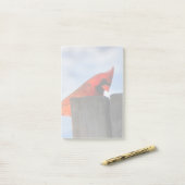 Roter Kardinal auf Holzstumpf Post-it Klebezettel (Auf Schreibtisch)