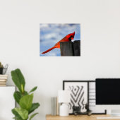 Roter Kardinal auf Holzstumpf Poster (Heimbüro)