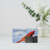 Roter Kardinal auf Holzstumpf Visitenkarte (Stehend Vorderseite)