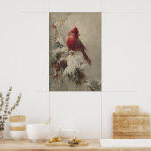 Roter Kardinal auf schneebedecktem Ast, viktoriani Poster (Küche)