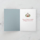 Roter Kardinal auf schneebedecktem Pinienwald Karte (Innenseite)