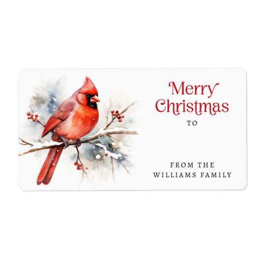 Roter Kardinal auf Winterzweig Frohe Weihnachtsges (Vorne)