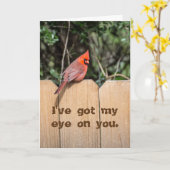 Roter Kardinal auf Zaun Got Mein Auge auf Dich Karte (Gelbe Blume)