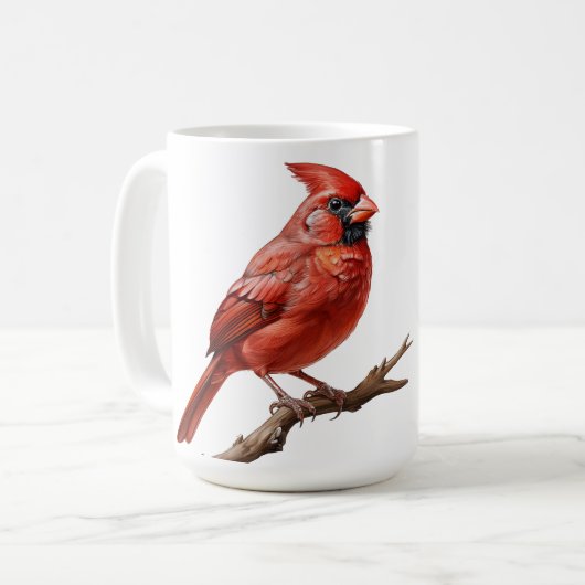 Roter Kardinal auf Zweig Kaffeetasse (Vorderseite Links)