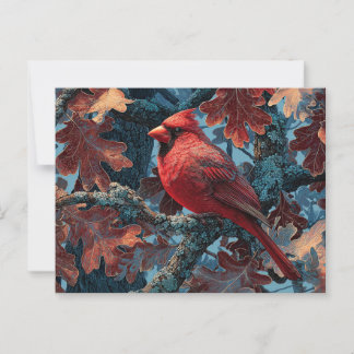 Roter Kardinal auf Zweig Postkarte