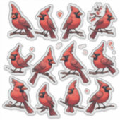 Roter Kardinal Aufkleber Set – Süße Singvogel Deko (Vorderseite)