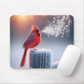Roter Kardinal beim Winterzaun Mousepad (Mit Mouse)