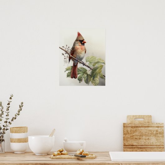 Roter Kardinal Bird Art Print Poster (Küche)