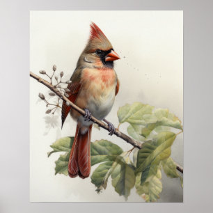 Roter Kardinal Bird Art Print Poster