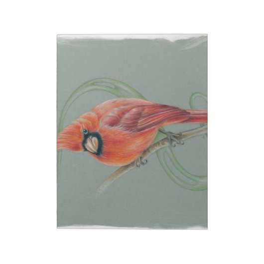 Roter Kardinal Bird Art Zeichnend Notizblock (Rotiert)