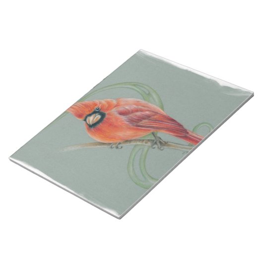 Roter Kardinal Bird Art Zeichnend Notizblock (angewinkelt)