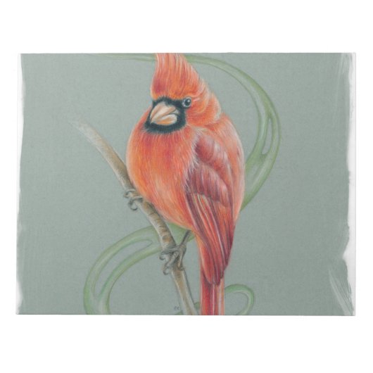 Roter Kardinal Bird Art Zeichnend Notizblock (Vorderseite)