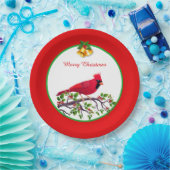 Roter Kardinal Bird auf Baumzweig Pappteller (Party)