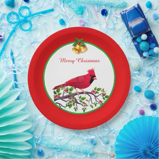 Roter Kardinal Bird auf Baumzweig Pappteller (Party)