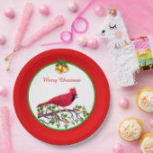 Roter Kardinal Bird auf Baumzweig Pappteller (Party)