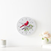Roter Kardinal Bird auf Baumzweig Runde Wanduhr (Zuhause)