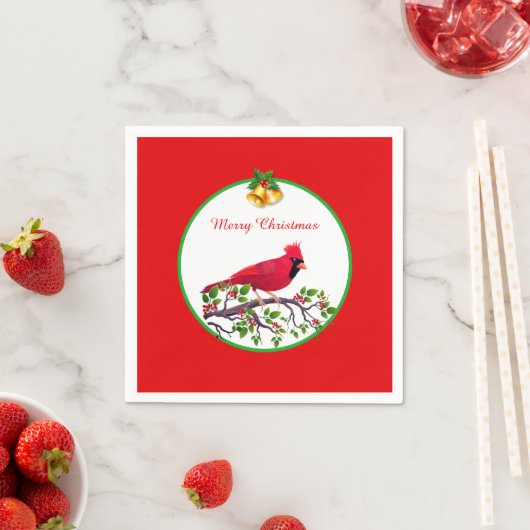 Roter Kardinal Bird auf Baumzweig Serviette (Beispiel)