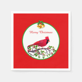 Roter Kardinal Bird auf Baumzweig Serviette
