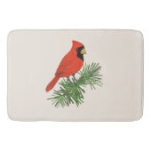 Roter Kardinal Bird auf Pine Tree Badematte (Vorderseite)