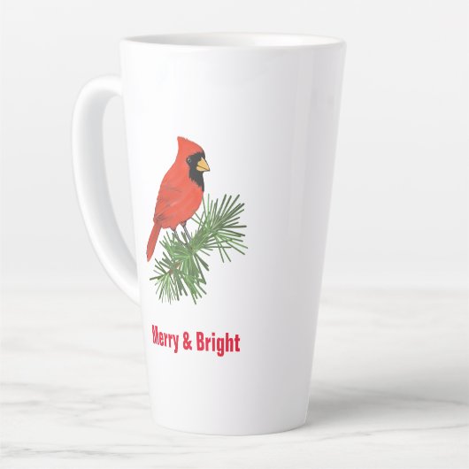 Roter Kardinal Bird auf Pine Tree Milchtasse (Linke Ecke)