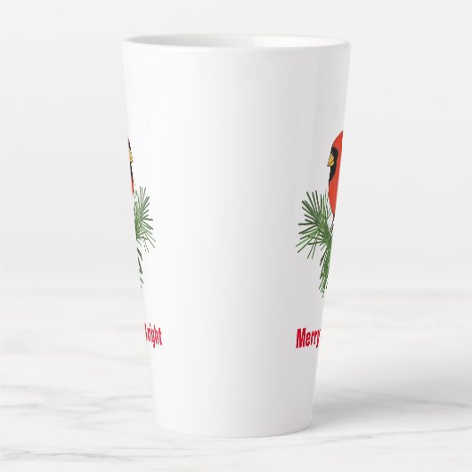 Roter Kardinal Bird auf Pine Tree Milchtasse (Vorderseite)