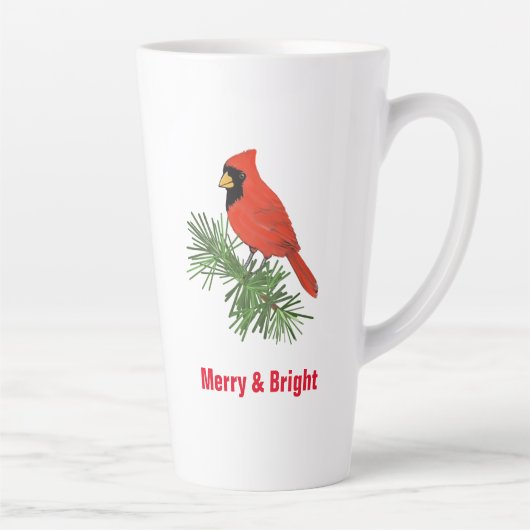Roter Kardinal Bird auf Pine Tree Milchtasse (Rechts)
