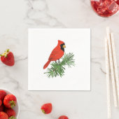 Roter Kardinal Bird auf Pine Tree Serviette (Beispiel)
