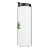 Roter Kardinal Bird auf Pine Tree Thermosbecher (Nach rechts gedreht)