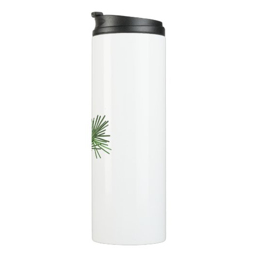 Roter Kardinal Bird auf Pine Tree Thermosbecher (Nach rechts gedreht)