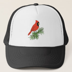 Roter Kardinal Bird auf Pine Tree Truckerkappe