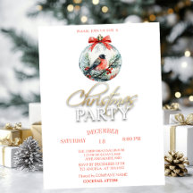 Roter Kardinal Bird Holly Berry Ball Einladung