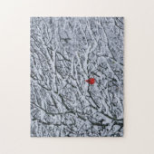 Roter Kardinal Bird im Schneebaum Wintersport Puzz Puzzle (Vertikal)