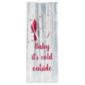 Roter Kardinal Bird in schneebedecktem Birkenbaum Geschenktüte Für Weinflaschen (Rückseite)