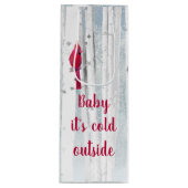 Roter Kardinal Bird in schneebedecktem Birkenbaum Geschenktüte Für Weinflaschen (Vorderseite)