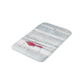 Roter Kardinal Bird in schönem, schneebedecktem Bi Badematte (Schrägansicht)