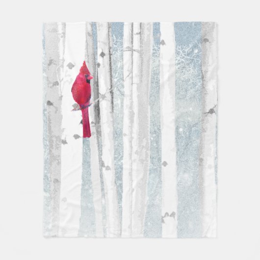 Roter Kardinal Bird in schönem, schneebedecktem Bi Fleecedecke (Vorderseite)