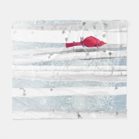 Roter Kardinal Bird in schönem, schneebedecktem Bi Fleecedecke (Vorderseite (Horizontal))