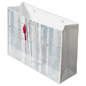 Roter Kardinal Bird in schönem, schneebedecktem Bi Große Geschenktüte (Vorderseite Schrägansicht)