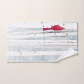 Roter Kardinal Bird in schönem, schneebedecktem Bi Handtuch (Handtuch)