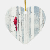 Roter Kardinal Bird in schönem, schneebedecktem Bi Keramik Ornament (Vorne)