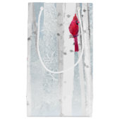Roter Kardinal Bird in schönem, schneebedecktem Bi Kleine Geschenktüte (Vorderseite)